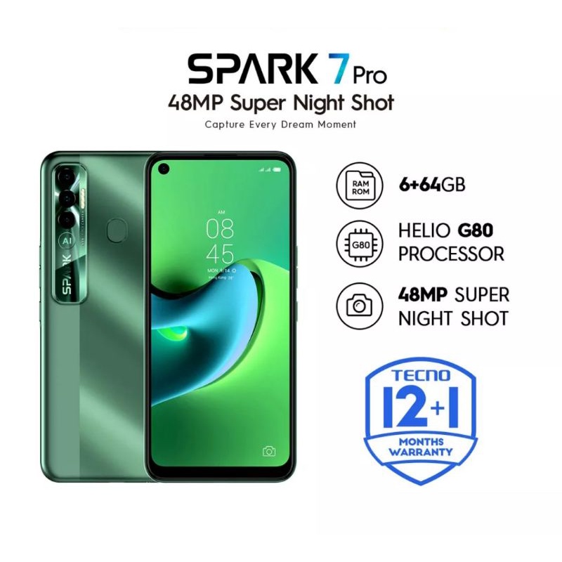 TECNO - Spark 7 Pro - 6GB+64GB Garansi Resmi