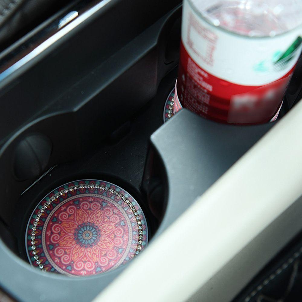 Populer Coaster Berlian Imitasi Mobil Anti-Selip Auto Interior Mandala Water Cup Pad