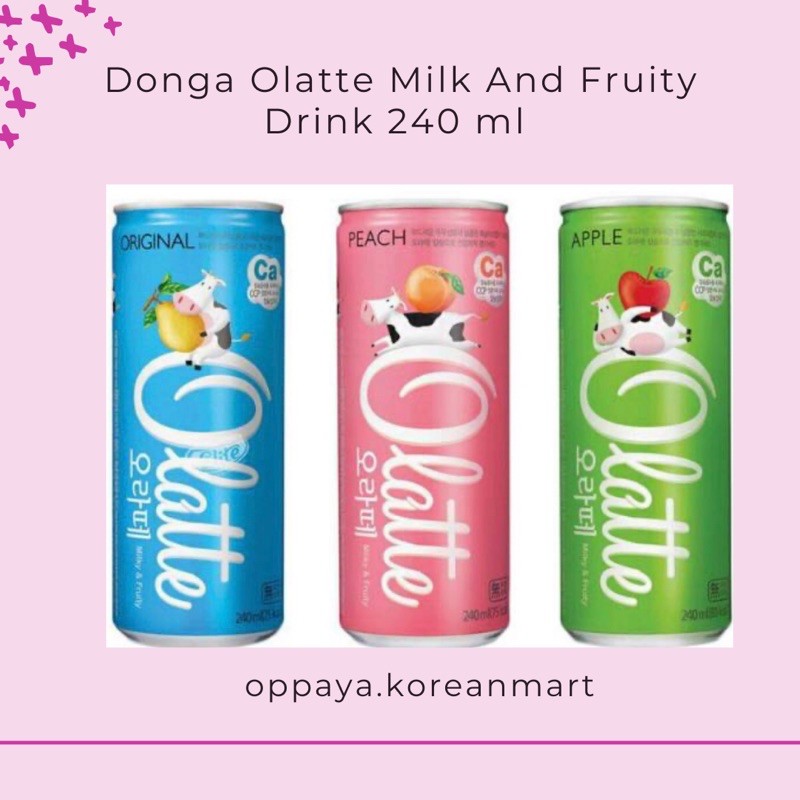 

Donga Olatte Milk and Fruity Drink 240ml | Minuman susu rasa Original, Apple & Pear