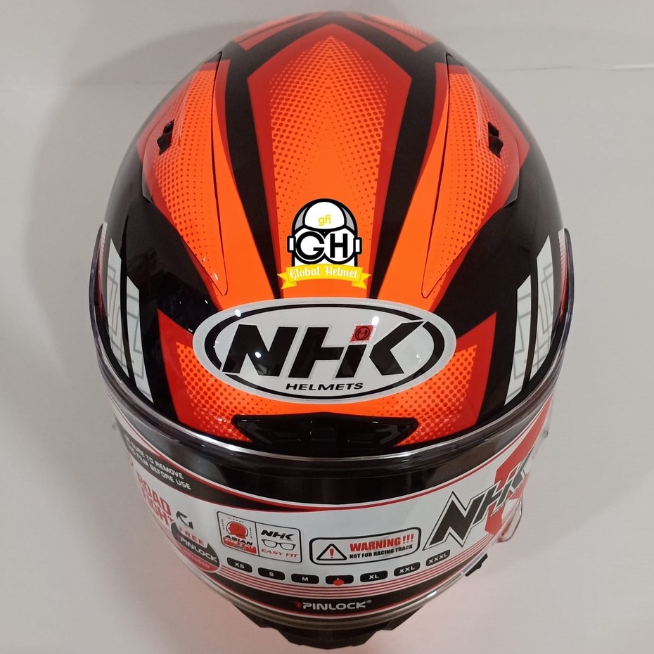 HELM NHK GP R TECH STREET R44 BLACK ORANGE GLOSSY