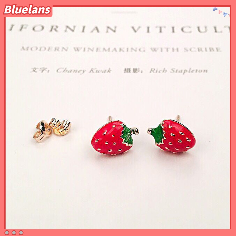 Anting Stud Desain Buah Strawberry Semangka Kumbang Untuk Wanita