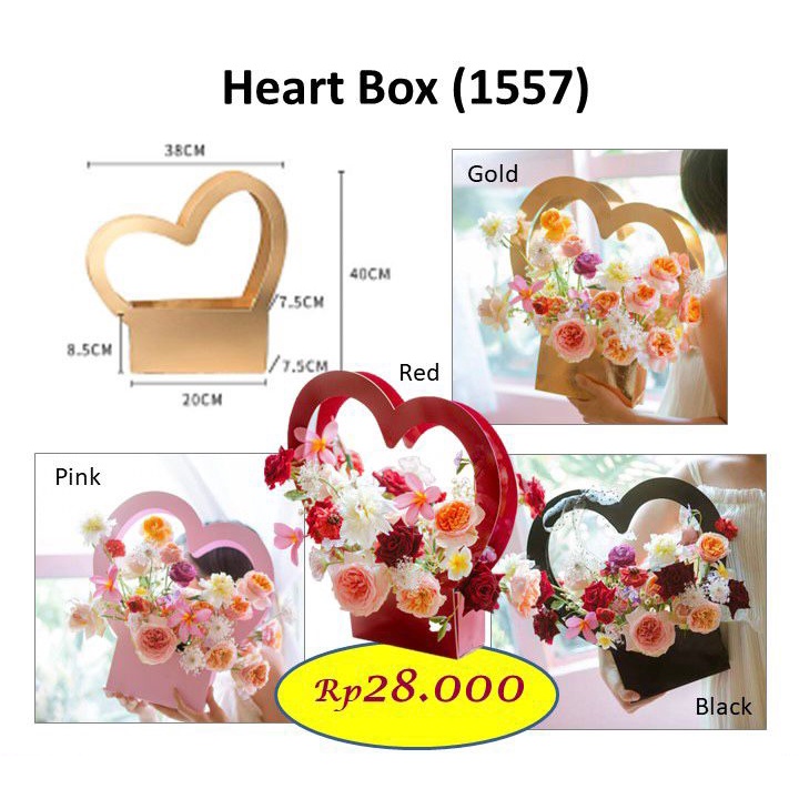 

Heart Love Box - kotak bunga bentuk hati - soft box - 1557