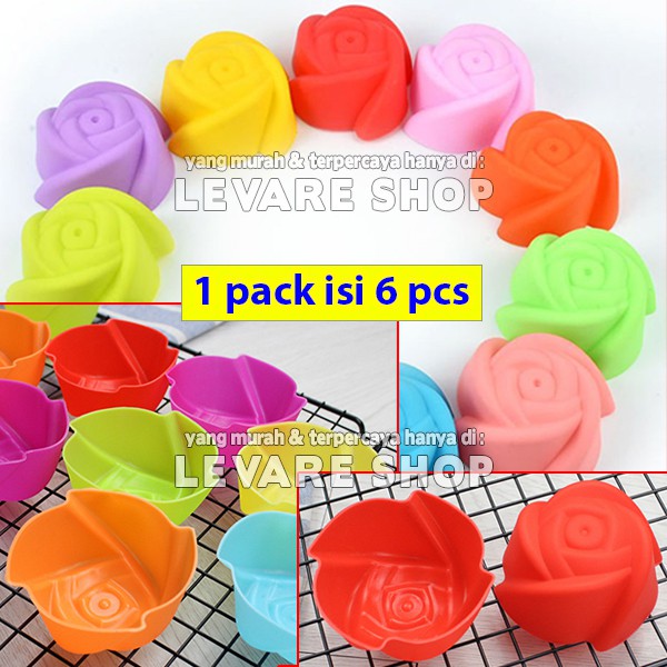 Cetakan Bentuk Bunga Silikon Silicone Cup Kue Puding Es Jelly Coklat