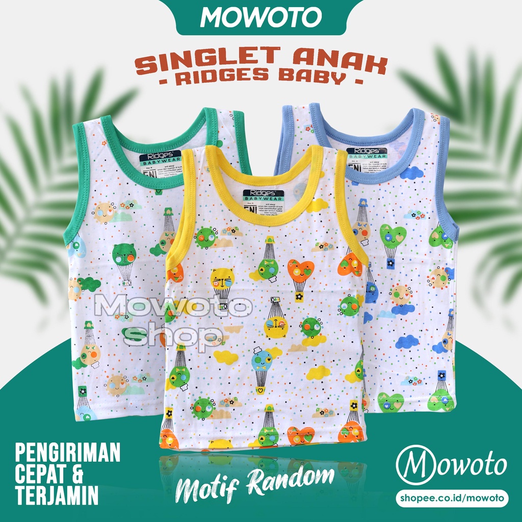 Jual Singlet RIDGES PUTIH Motif Random / Kaos Dalam Singlet Anak Kutung