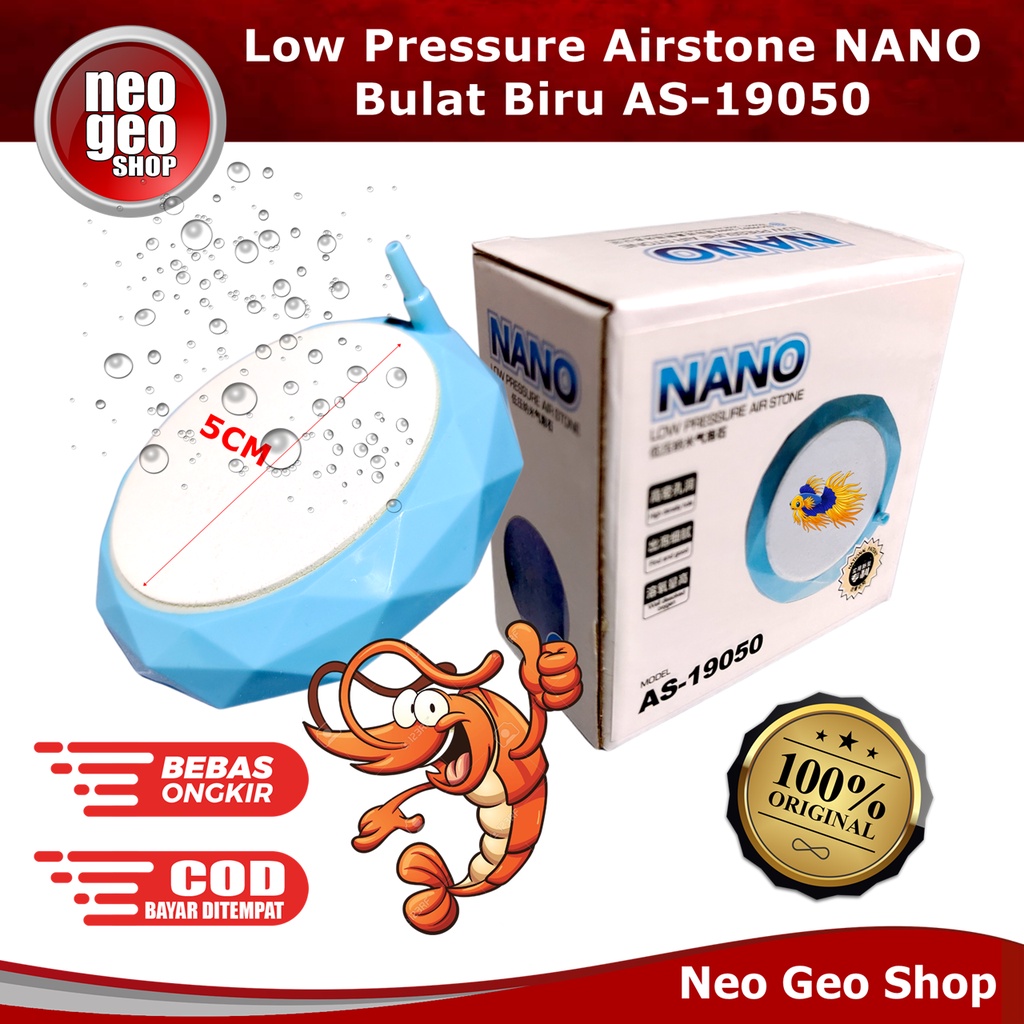 NANO AS 19050 Air Stone Bulat Biru Low Pressure Batu Aerator Aquarium Aquascape