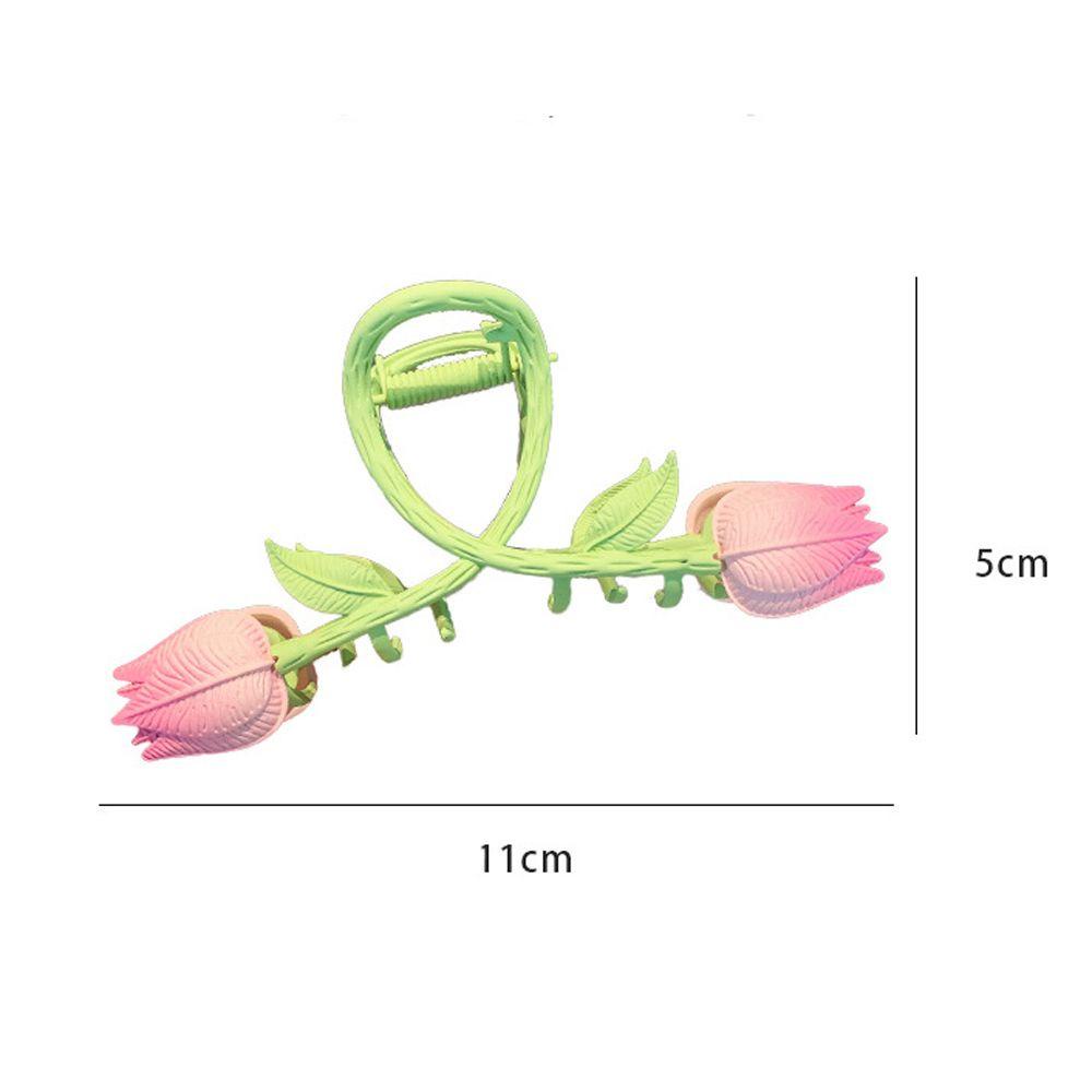 Needway Female Hair Claw French Fashion Bunga Elegan Musim Panas Logam Tulip Hiu Klip