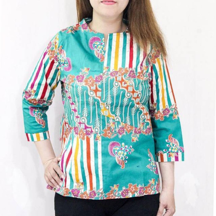 Baju batik lengan panjang wanita atasan muslimah & hijaber kantoran