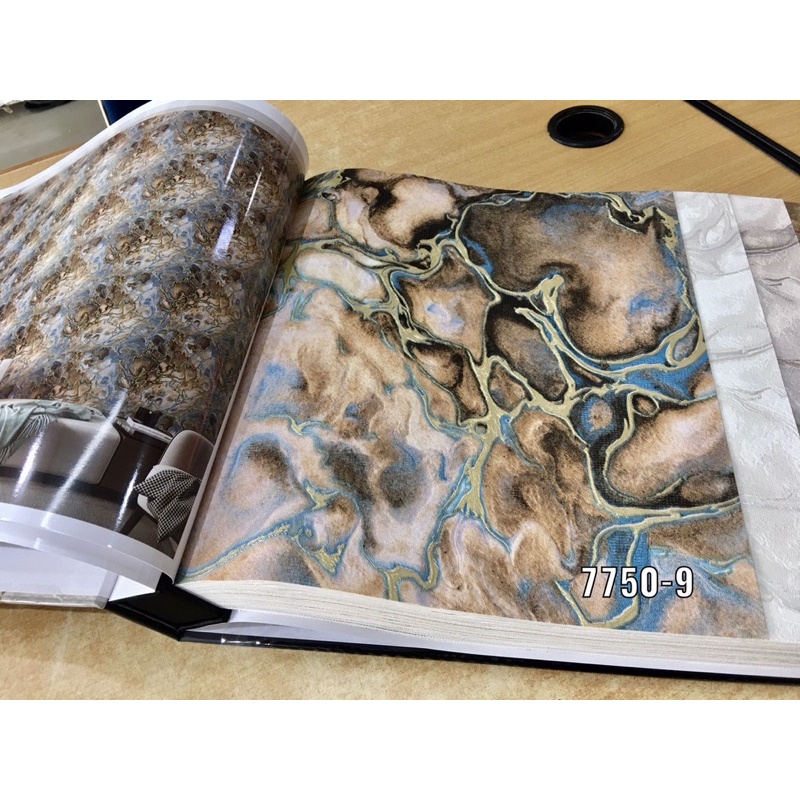 Wallpaper Dinding Marmee Granit Abstrak Coklat biru Abu Elite