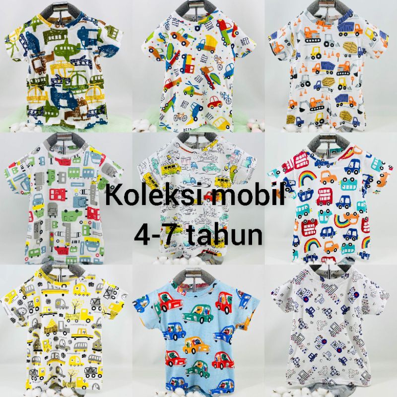 kaos anak gambar mobil umur usia 1 2 3 4 5 6 tahun baju anak mobil kaos anak lucu truk molen bus ker