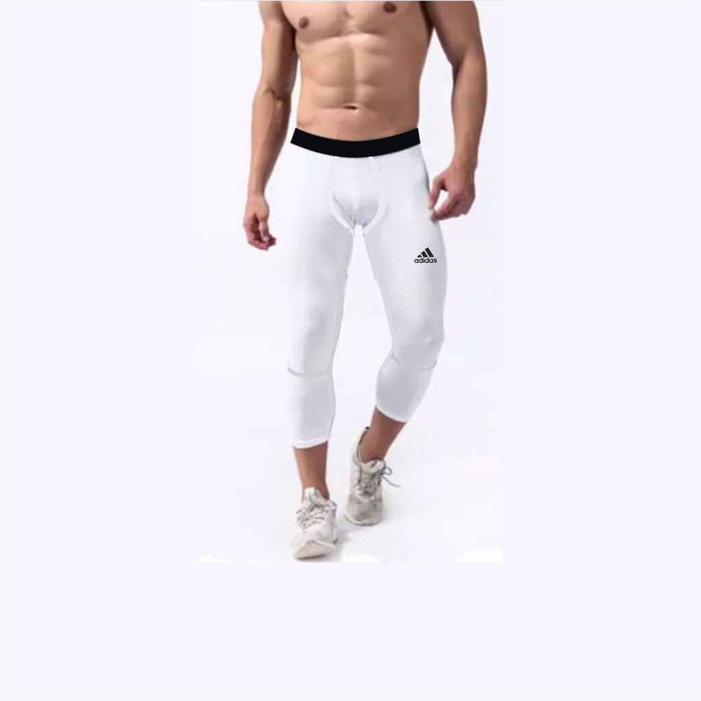 Celana Legging Baselayer Leging Manset Olahraga Gym Training 3/4 PUTIH - NIKKE-2