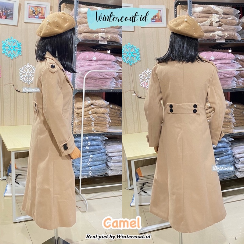 Long coat wool wanita Emily wol jacket mantel import panjang spring autumn winter korean style hangat coklat hitam merah