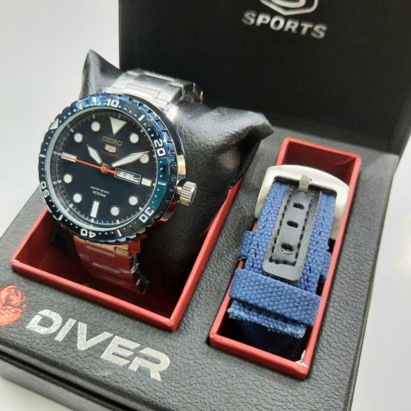 [COD] jam tangan pria seiko diver - free tali kanvas