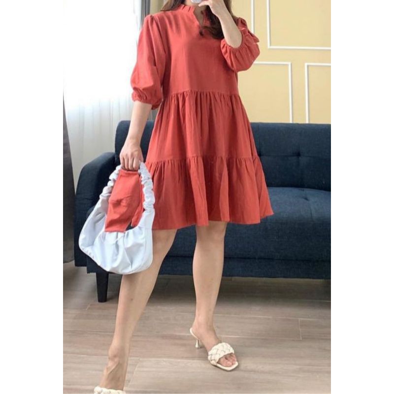 PUFFY MINI DRESS. DRESS WANITA LENGAN BALON