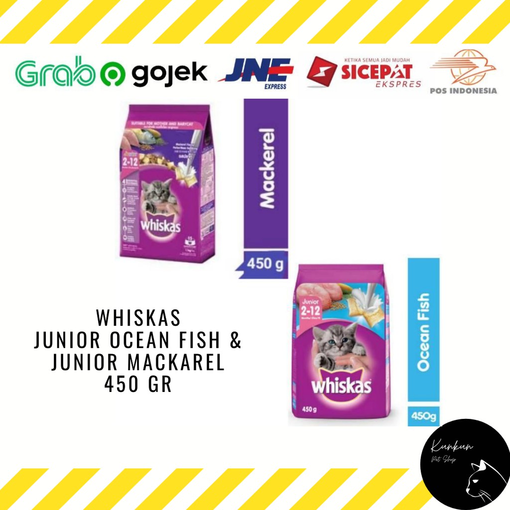 WHISKAS 450 GR KITTEN - JUNIOR OCEAN FISH / MACKAREL (DRY CAT FOOD)