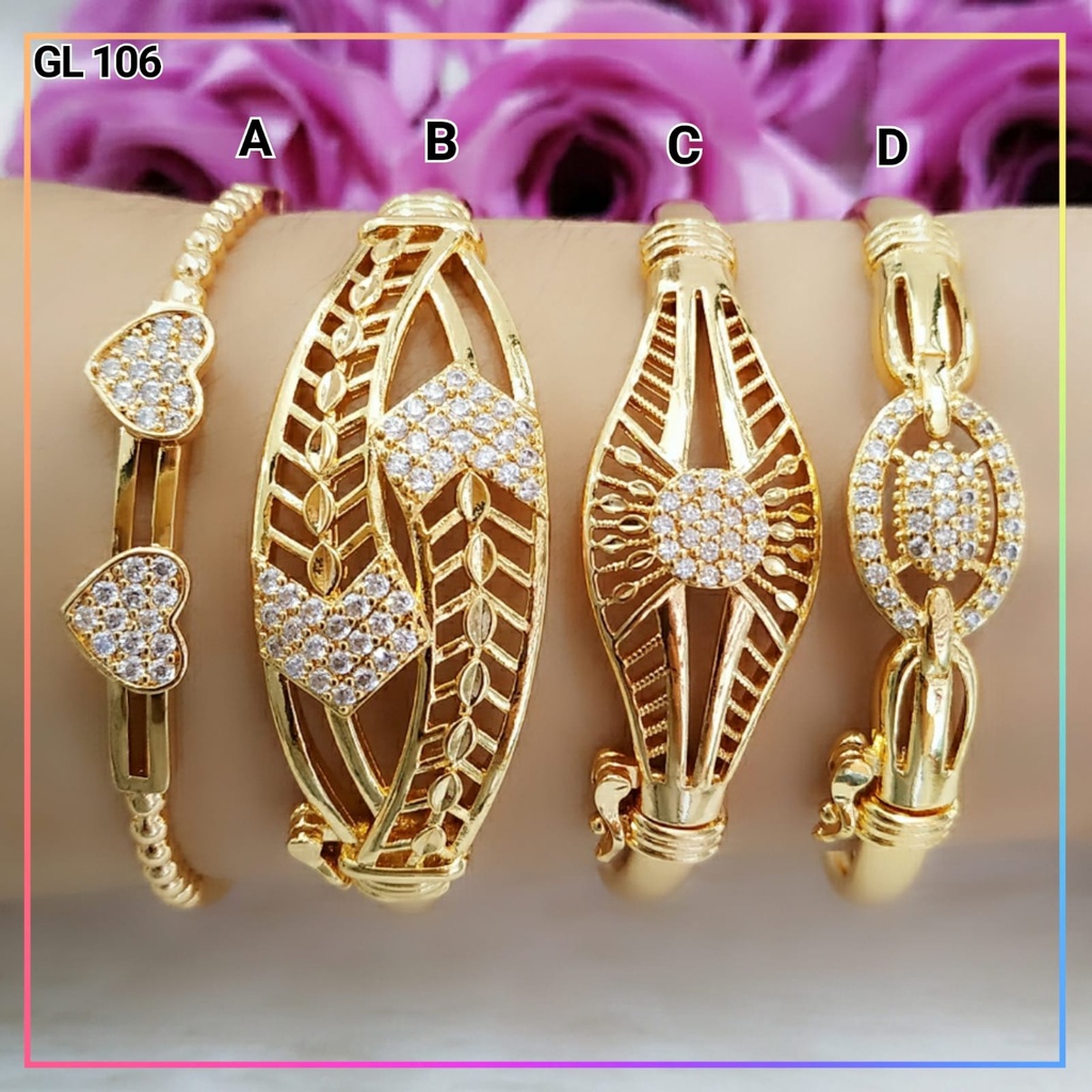 Gelang xuping gelang bangkok dewasa permata zirkon perhiasan lapis emas gold GL 106