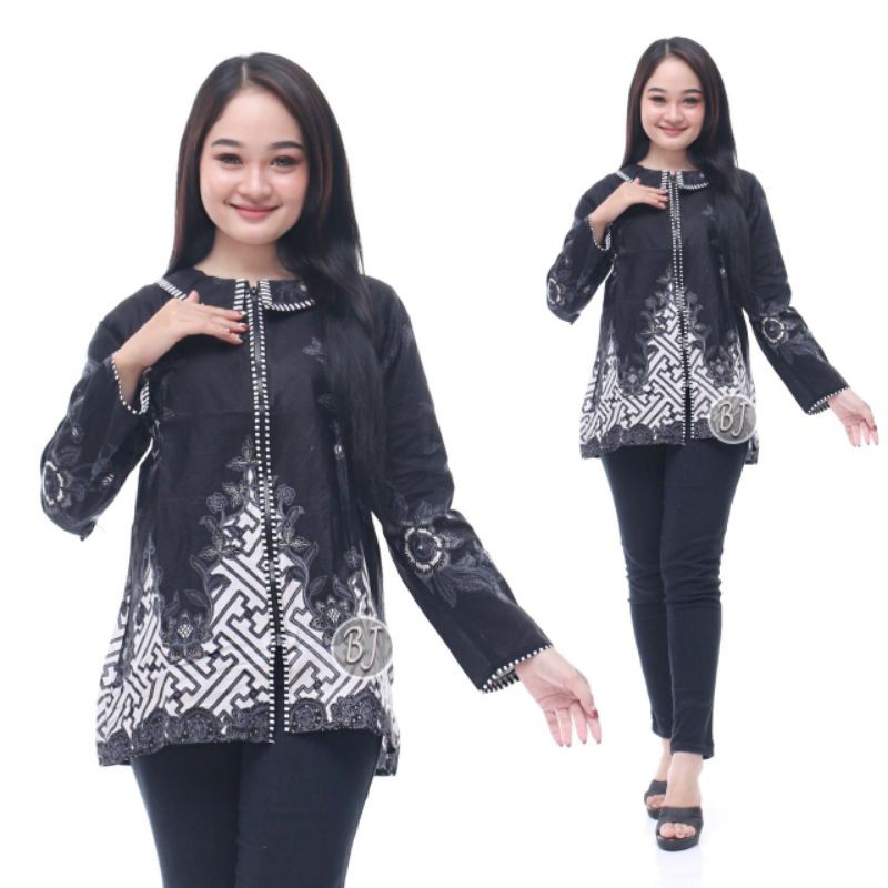 tey-17 Batik wanita ASJ SA HRB026 Kenongo Kemeja Tosca Pendek-J