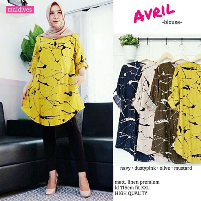 Avril Blouse Tunik Linen Big Size