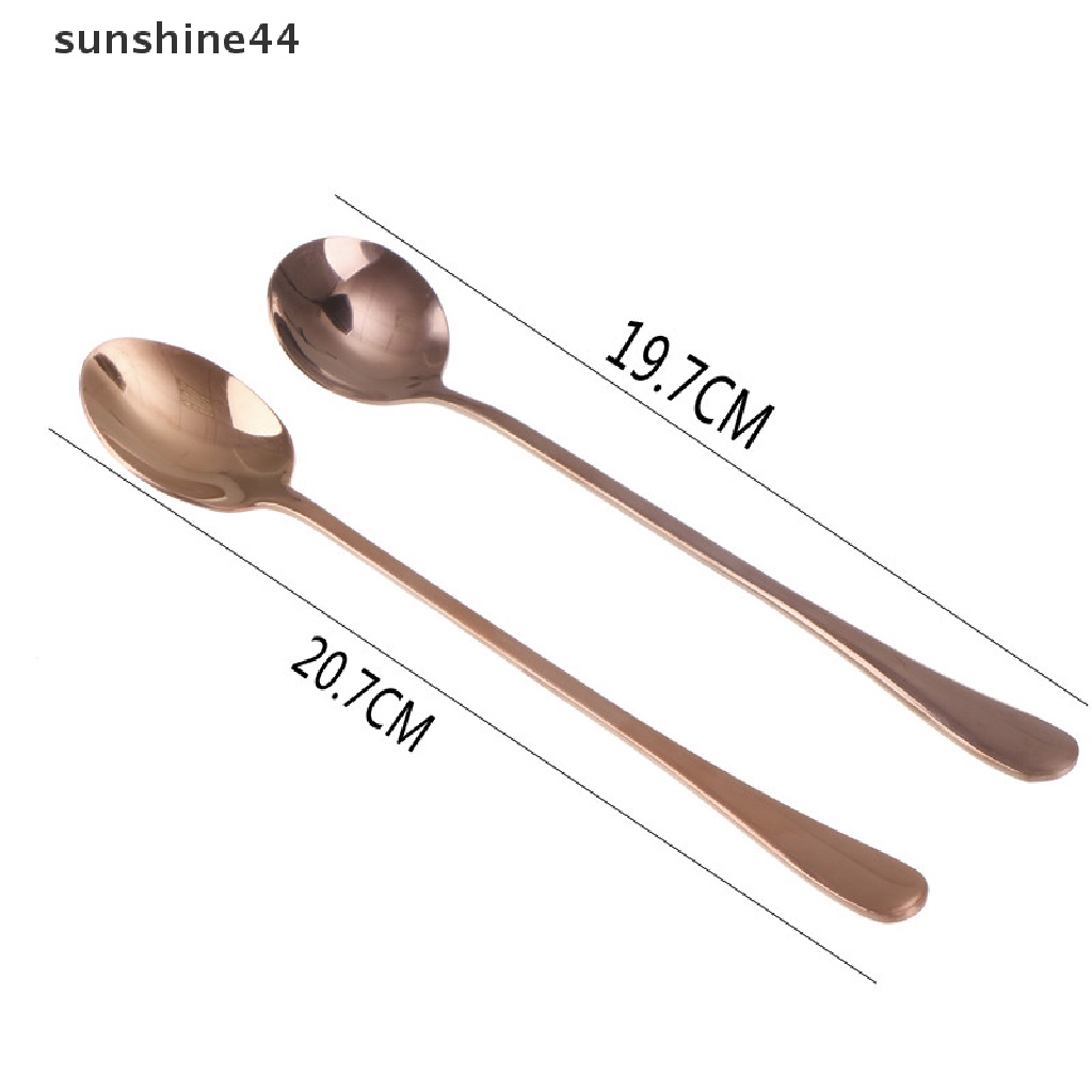 Sunshine 1pc Sendok Teh / Kopi Gagang Panjang Bahan stainless steel