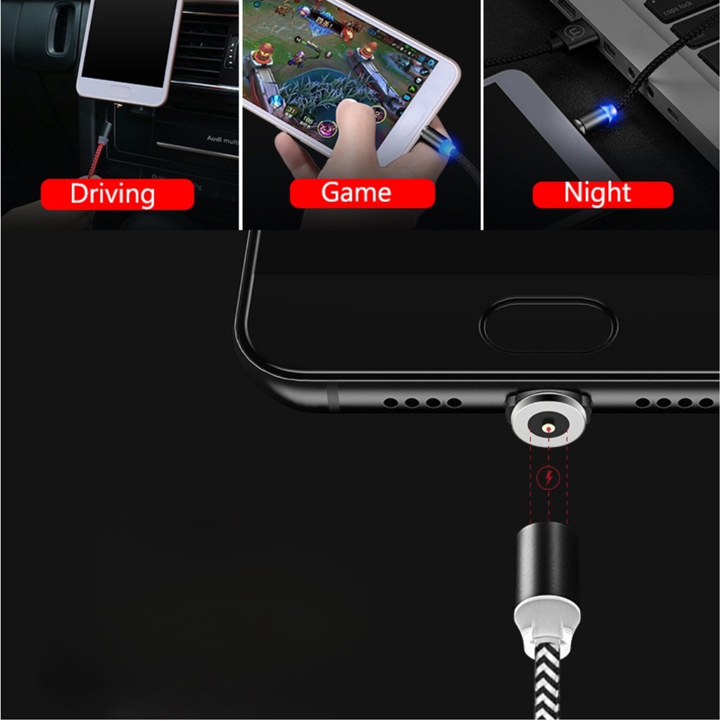 KABEL CHARGER MAGNETIK-2A Fast Charging-3 in 1-Iphone/Micro/TypeC-X Cable