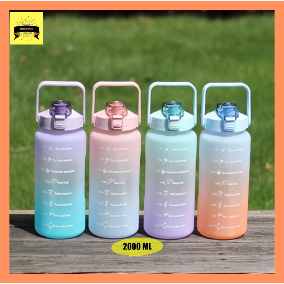 Botol Minum Kekinian Botol Travel Wadah Minum Motivasi Botol Minum Korea Botol Tumbler Unik Sedotan 