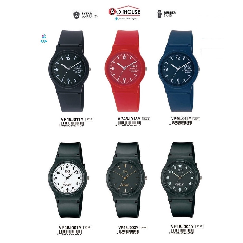 Q&Q QNQ QQ VP46 VP46J VP47 VP47J VP35 VP35J ORIGINAL ANALOG WATCH RUBBER BAND JAM TANGAN WANITA TALI