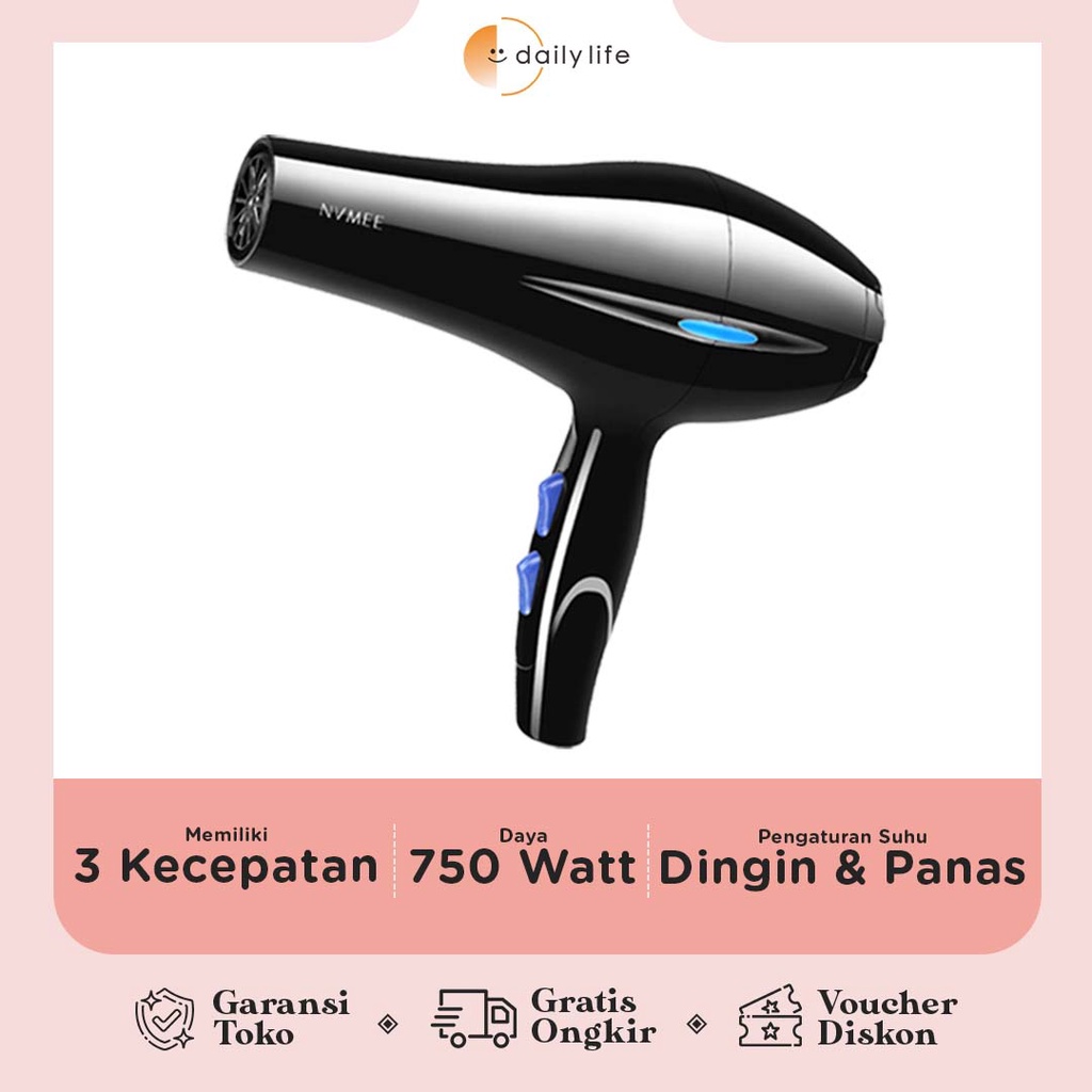 Hair Dryer Pengering Rambut Capella Dengan Suhu Bisa Diatur ORIGINAL NVMEE - DRY-GUN - Dailylife.id