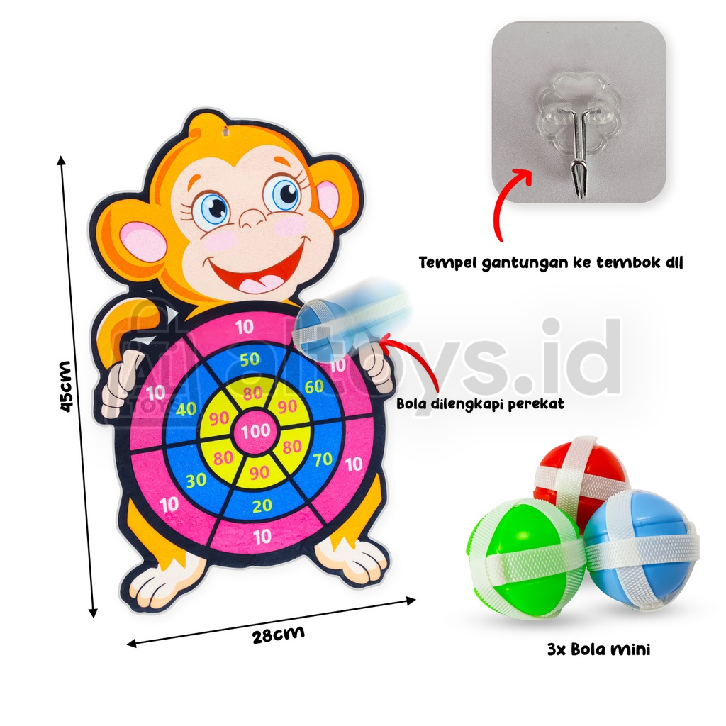 Mainan Lempar Dart Bola Tempel Karakter Cartoon Papan Panah Dart Board Mainan Lucu SS134