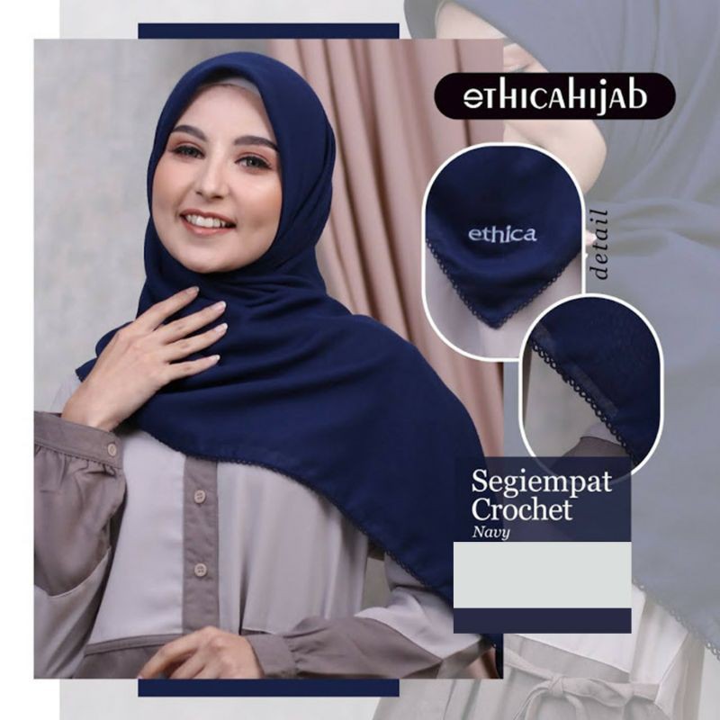 HIJAB SEGIEMPAT POLOS CROCHET || ETHICA