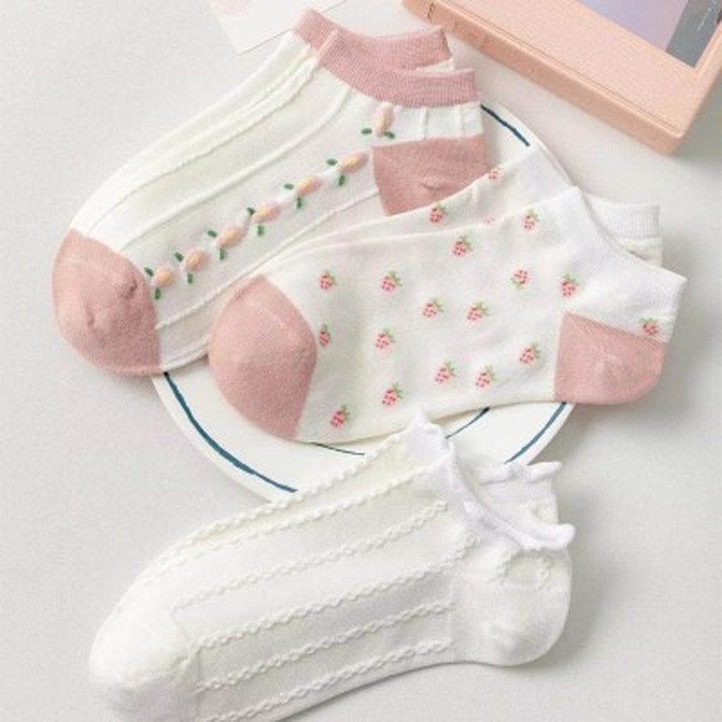 ❤GTB❤ Kaos Kaki Wanita Motif Strawberry Fashion Korea Women Sock Import KK001