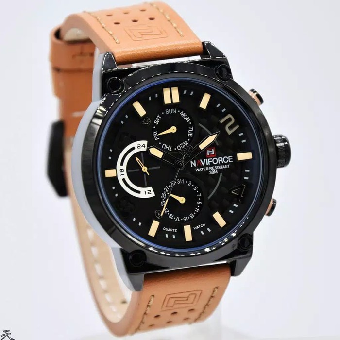 JAM TANGAN PRIA NAVIFORCE NF9068 KULIT ORIGINAL CHRONO ACTIVE ANTI AIR - JAM TANGAN COWOK NAVIFORCE