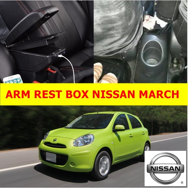 Arm Rest Box Kotak Alas Lengan NISSAN MARCH dual stack 7 Port USB Charger