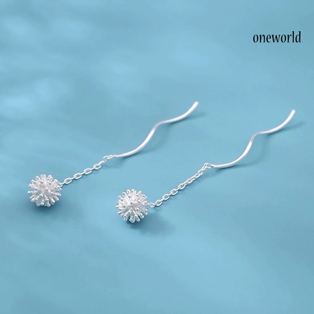 OW# 1 Pair Attractive Ladies Flower Earrings Decorative Long Dangle Dandelion Earrings for Daily Life