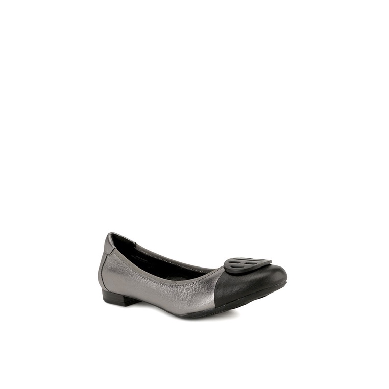 SEPATU FLAT KULIT HUSH PUPPIES WANITA ORIGINAL TERBARU SILVER HW08