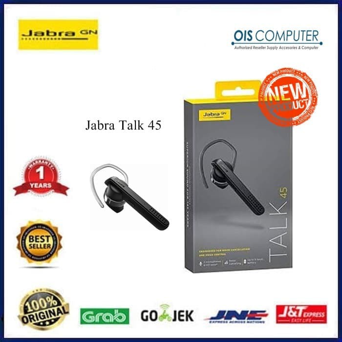 Jabra Talk 45 Bluetooth Headset for High Definition Hands Free Calls - Hitam