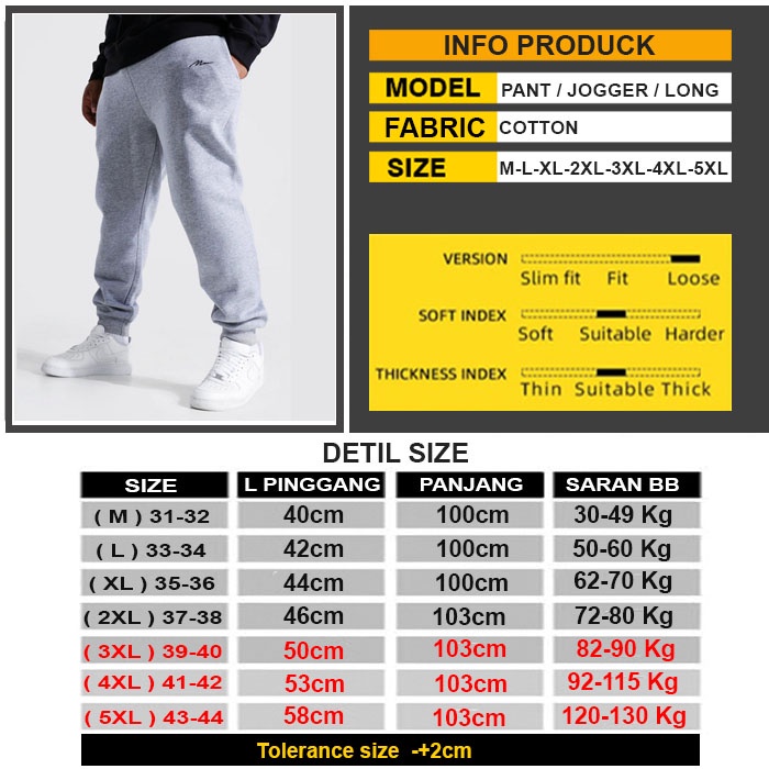 CELANA PANJANG PRIA OVERSIZE JOGGER TRAINING BIG SIZE CELANA OLAHRAGA JUMBO MAN