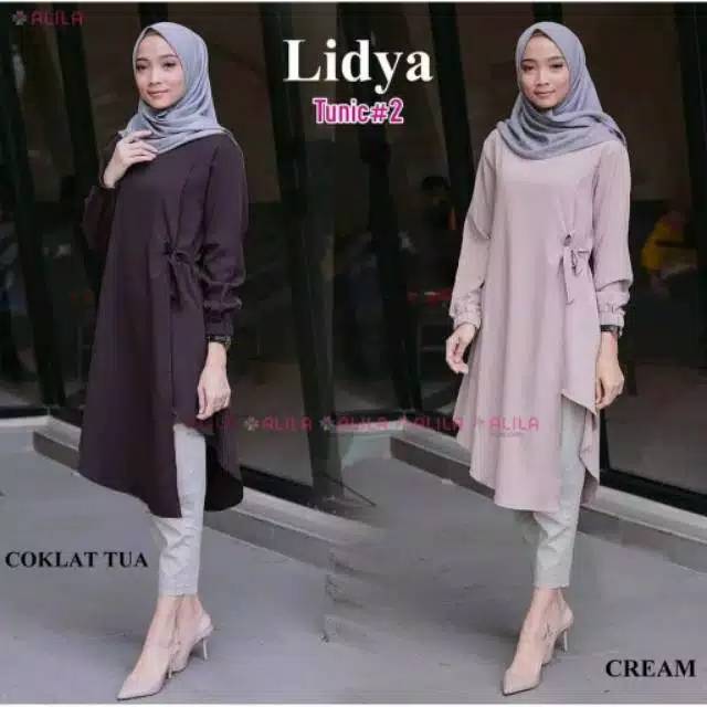 Lydia tunik bahan MOSCREPE IMPORT FIT TO L