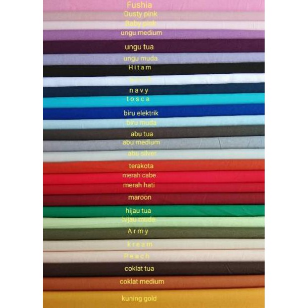 

[KODE BARANG Q973] Katun jepang polos (SOGO) lebar 150cm PILIHAN WARNA TULIS DI NOTE SAJA
