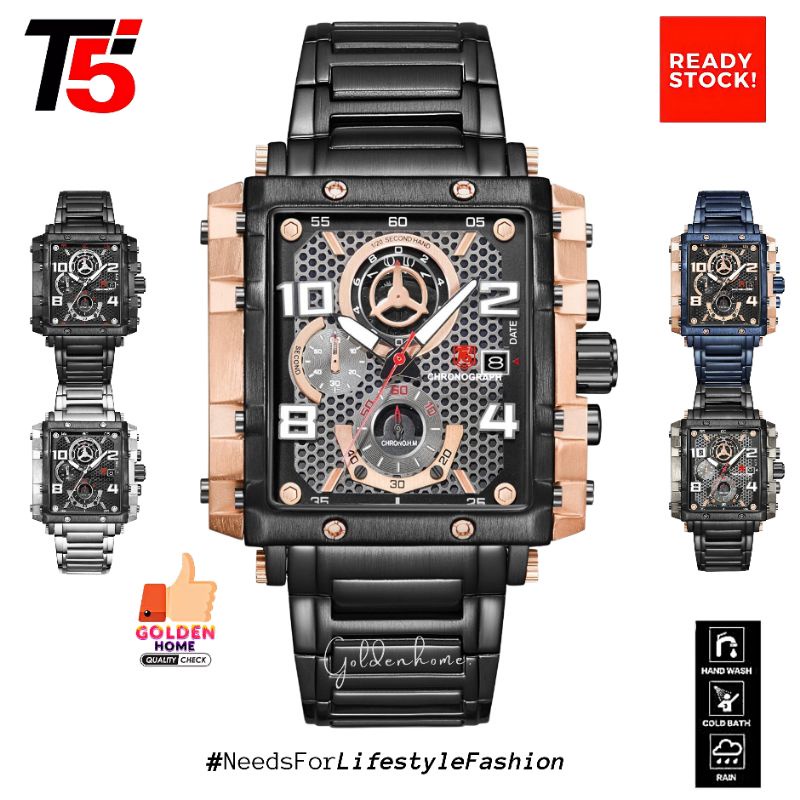 JAM PRIA T5 ORIGINAL 100% H3802 3802 H3802G CHRONOGRAPH FREE GIFT/HADIAH TAHAN AIR 3ATM BERGARANSI F
