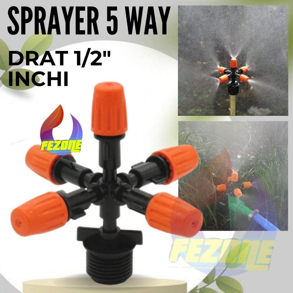 SPRAYER KABUT 5 WAY (5 ARAH) Fitting Drat 1/2 Inchi FEZONE