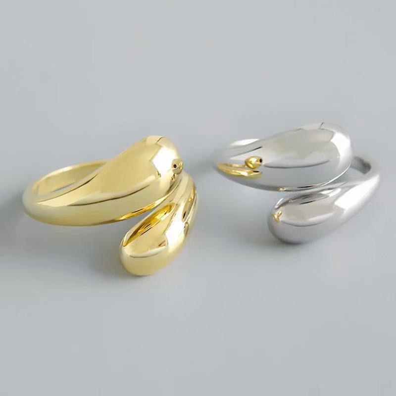 Cincin Model Terbuka Bentuk Tetesan Air Gaya Jepang Dan Korea Untuk Wanita