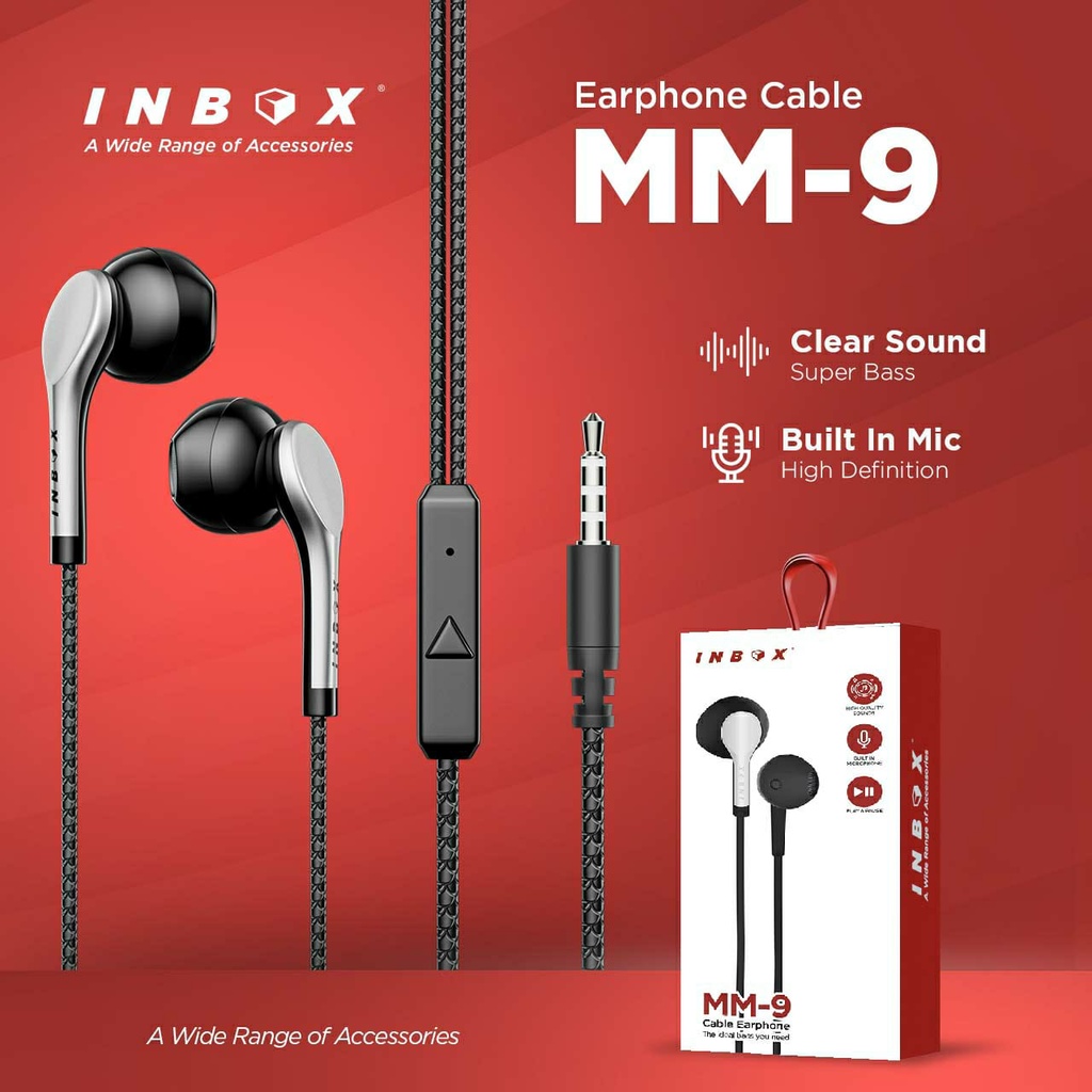 Headset Bass INBOX MM 1 / 2 / 8 / 9 / 10 Earphone Bass Wired Earphone Mega Bass HD Headset Handsfree