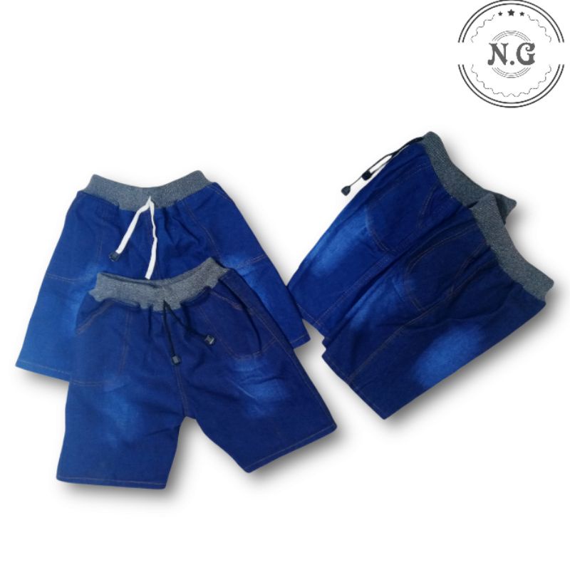 Celana Pendek Anak Laki JEANS PENDEK ANAK 1-12 TAHUN /CELANA JEANS PENDEK ANAK PINGGANG RIB TALI