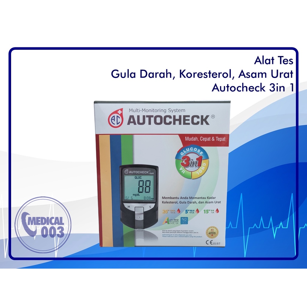 Alat Tes Gula Darah, Koresterol, Asam urat Autocheck 3 in 1