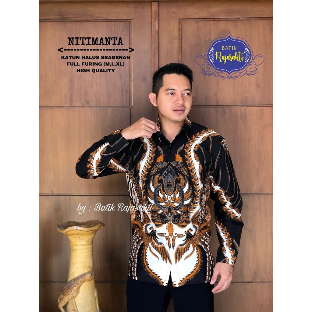 NITIMATA RAJASAKTI KEMEJA BATIK SOLO PRIA LENGAN PANJANG LAPIS FURING ATASAN BATIK PREMIUM MODERN KATUN HALUS BAHUWIRYA  BANAMITRA BANAMITRA PUTIH BANGSAWAN BAYU PUTRA BERLIAN BIRU BHARATAYUDA BIMASENA BIRENDRA BIRU INDAH BRAHMAKERTA BRAHMAKERTA MERAH