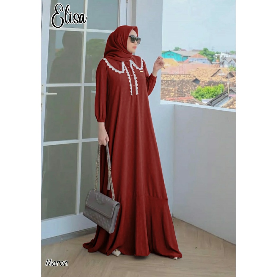 CASUAL DRESS PANJANG ELISA BAHAN ADEM