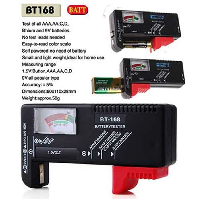 BT-168 Alat Tes Baterai Analog Indikator Jarum 1.5V dan 9V