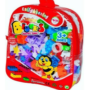Mainan Edukasi Belajar Warna & Bentuk untuk Anak 3 4 5 Tahun/Mainan Blok Susun Lego Tas Block Balok