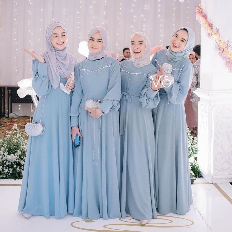 NF - Baju Pesta Wanita Muslim Kondangan Brukat Mewah Elegan Gaun Muslimah Terbaru 2021 2022 Maxy Lun