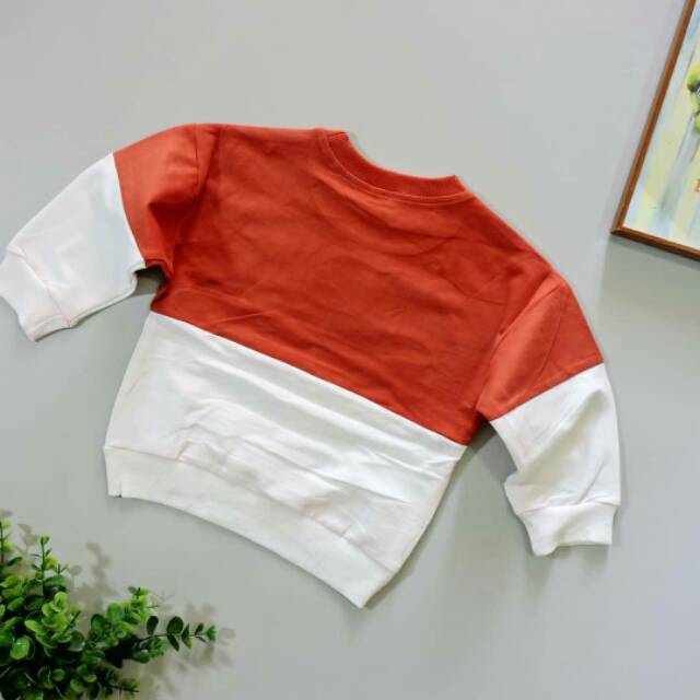 KC56 - SWEATER ANAK IMPORT TWOTONE CHARLIE SWEATER (IMPORT)