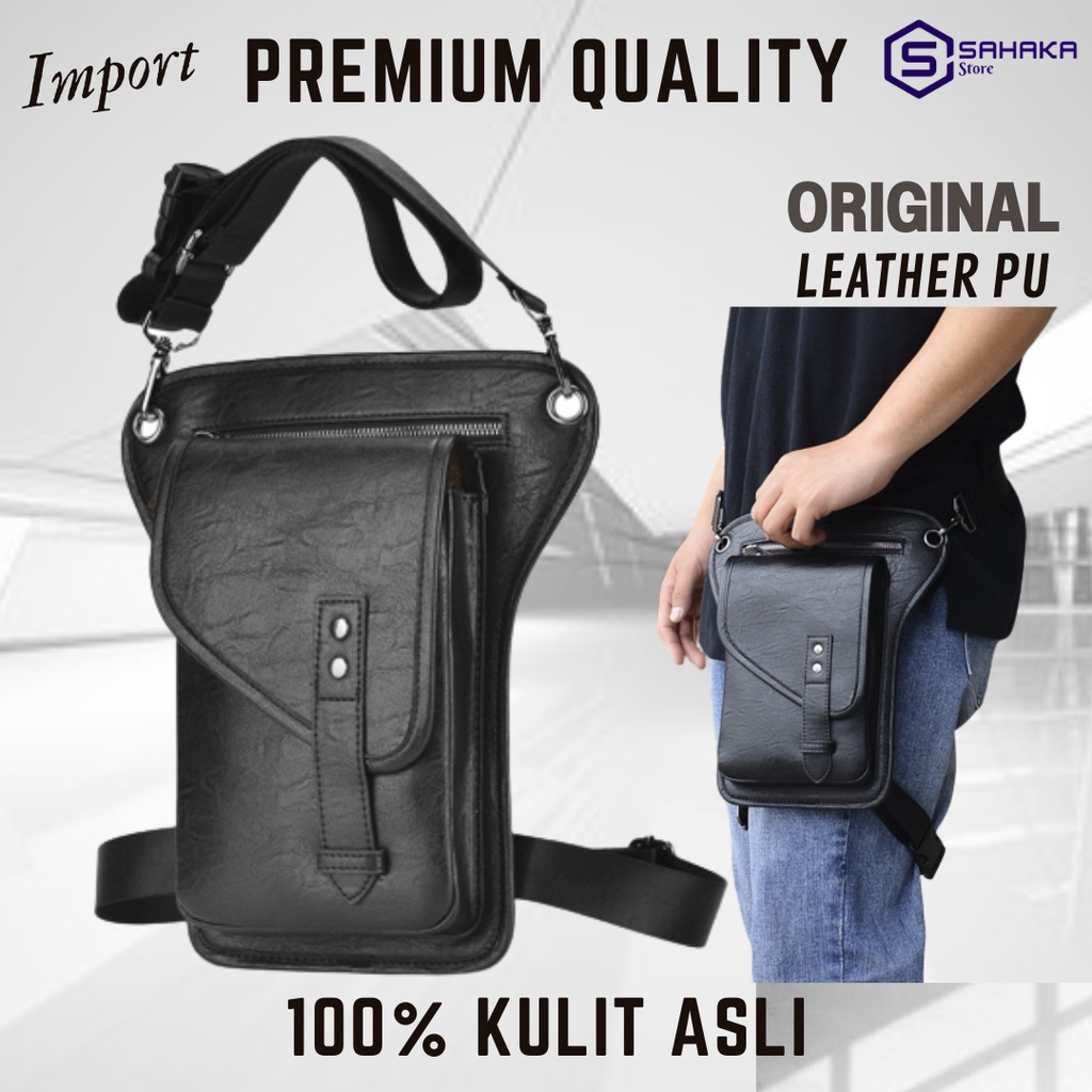 Tas Import Leather Kulit Asli Original 100% Waterproof Anti Air Tas Selempang Kulit Pria Tas Paha Pi